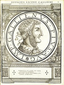ガリエヌスは、古代の硬貨のローマの東西の真実の実像から、ルドルフヴィッセンバッハによって彫刻され、チューリッヒアンドレアスゲスナーによって印刷されました1 作： Hans Rudolf Manuel Deutsch